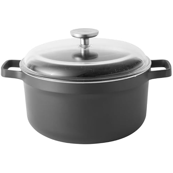 Berghoff Aluminium Stockpot With Lid Suitable For All Hobs Including Induction BlackClear 24Centimeter 49 Ltr 2307310 - Image 2