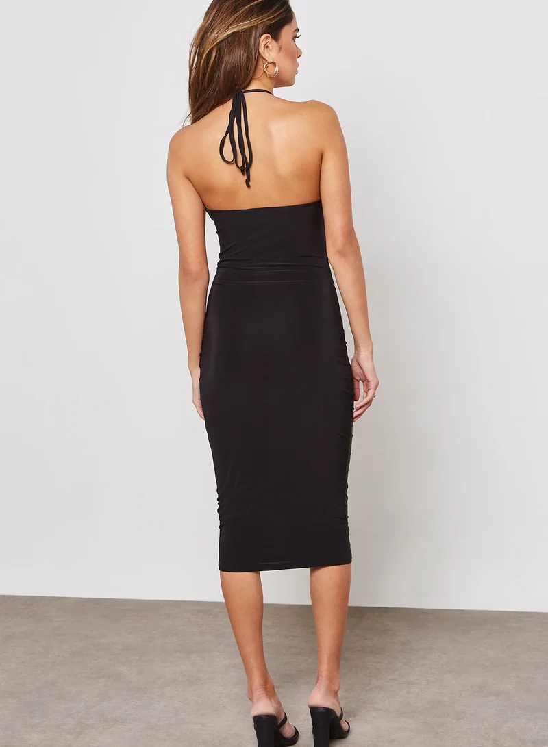 Missguided Lion Buckle Waist Midi Bodycon Dress