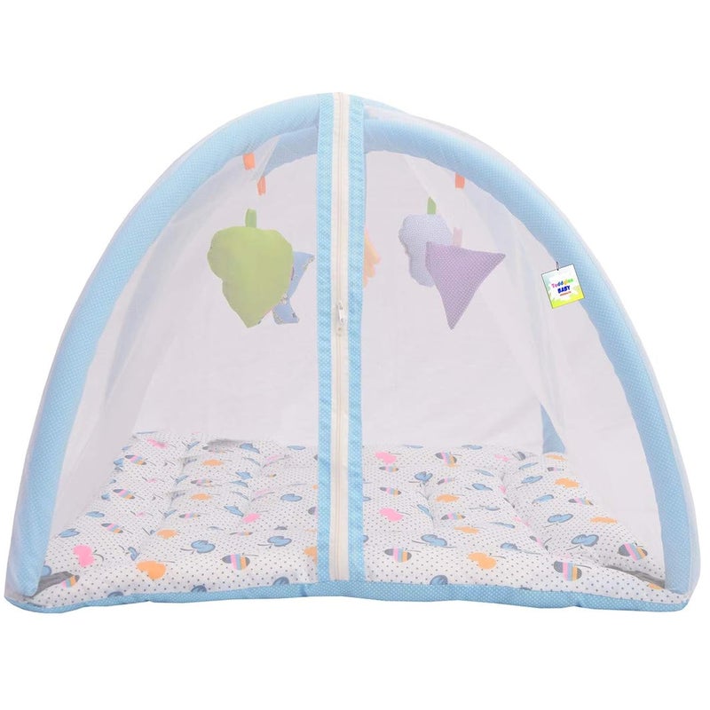 Toddylon Flat Bed Baby Bedding Set for New Born Play Gym Bed (0-6 Months) Blue
