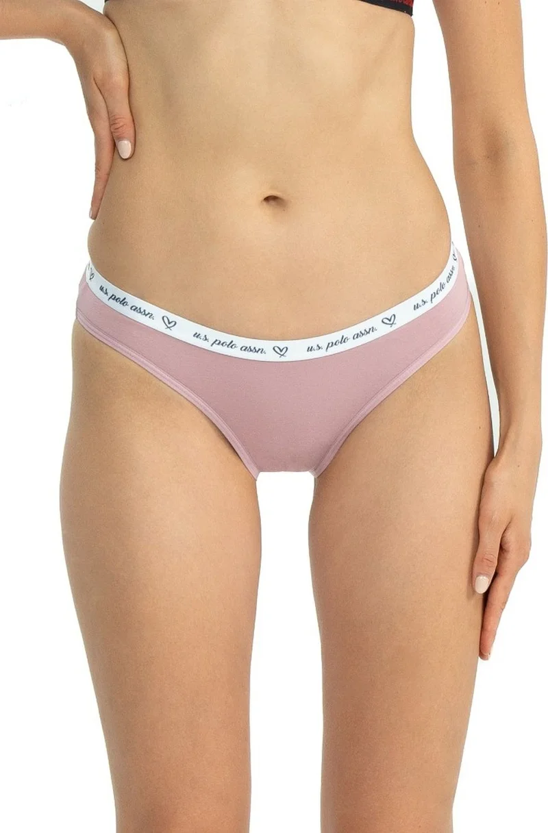 U.S. Polo Assn. 66436 Women's Mixed Pattern Cotton 3-Pack Briefs-Rose