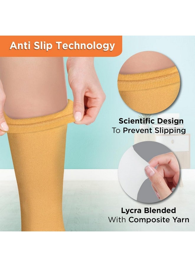 Vissco Medical Compression Stockings (Below Knee), to Improve Blood Circulation, Aching Legs, Pain Relief, Sore Legs - Small (Beige) - 1 Pair - Image 2