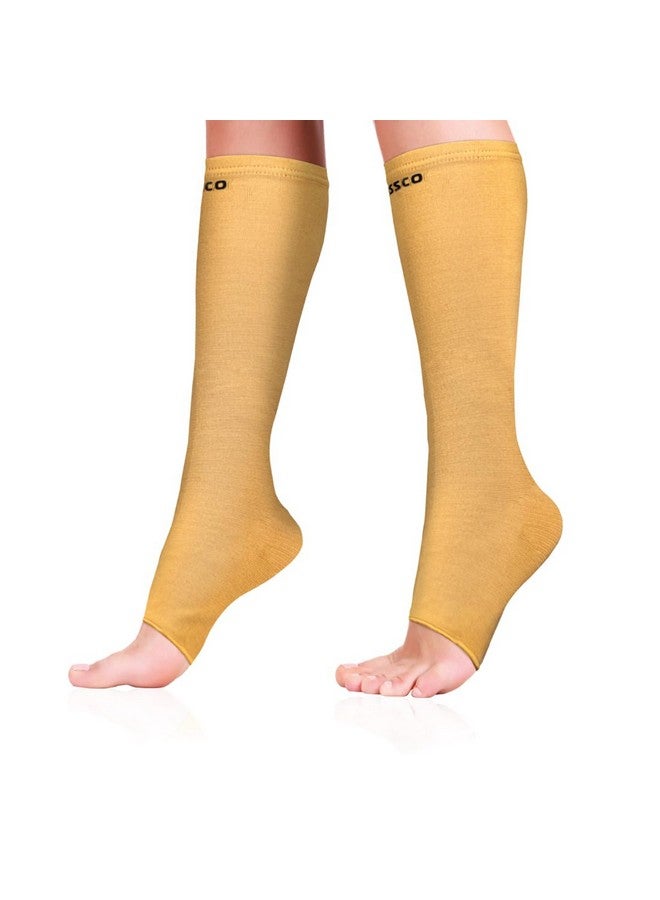 Vissco Medical Compression Stockings (Below Knee), to Improve Blood Circulation, Aching Legs, Pain Relief, Sore Legs - Small (Beige) - 1 Pair - Image 1