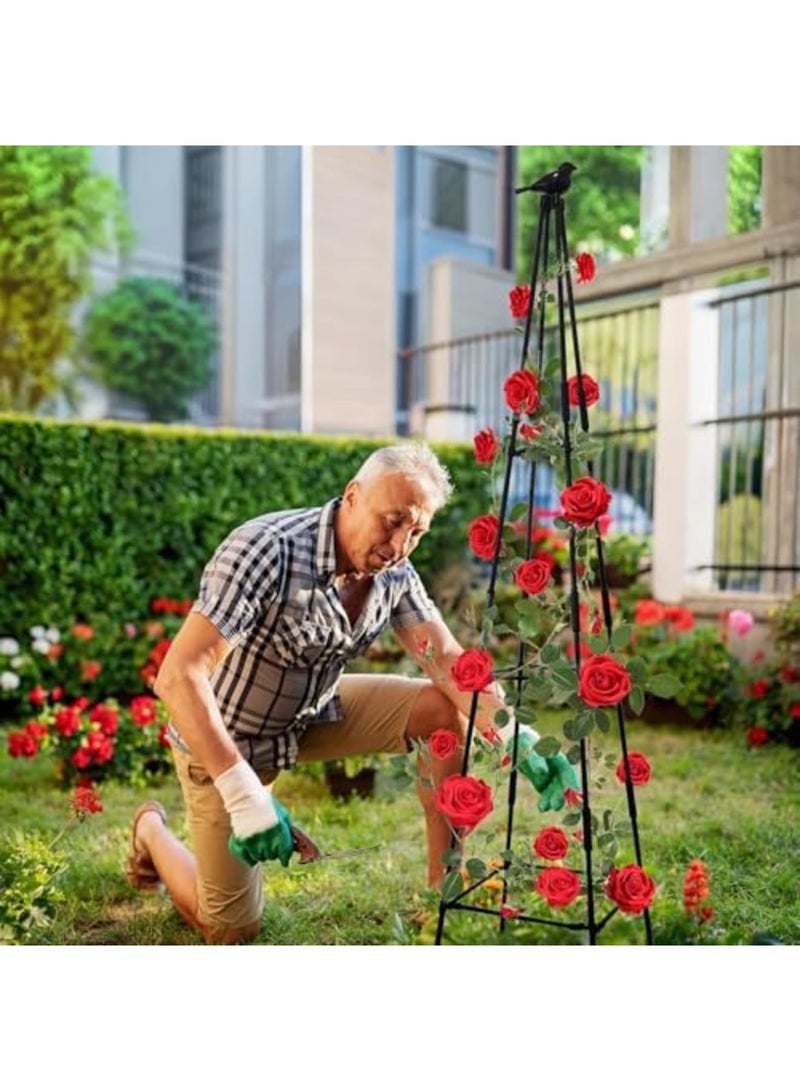 Barakah دعامة حديقة بطول 67 بوصة لدعم النباتات المتسلقة في الهواء الطلق والداخلية، دعامة أوبليسك لزهور الورد، الخضروات، الخيار، البازلاء، والفاصوليا للحديقة، الفناء، السرير المرتفع، واستخدام الشرفة (عبوة 2، أسود) - Image 2