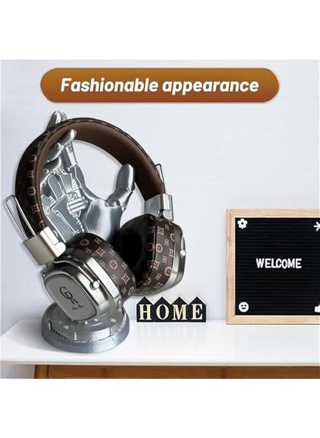 Generic Premium Stylish Leather Wireless Bluetooth Over Ear Headphones,Vintage Bluetooth 5.4 Headphones with HiFi Stereo & Type-C,Soft Printing Process Cortex for Unparalleled Audio Experience(Brown)  - Image 3