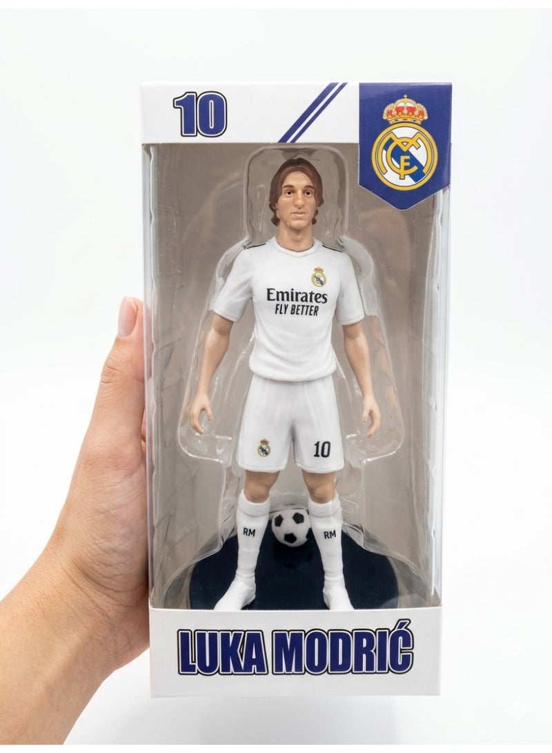 مجسم لوكا مودريتش ريـال مدريد رقم 10 المميز - تمثال كرة قدم قابل للجمع مع قاعدة وكرة - هدايا مشجعي ريال مدريد