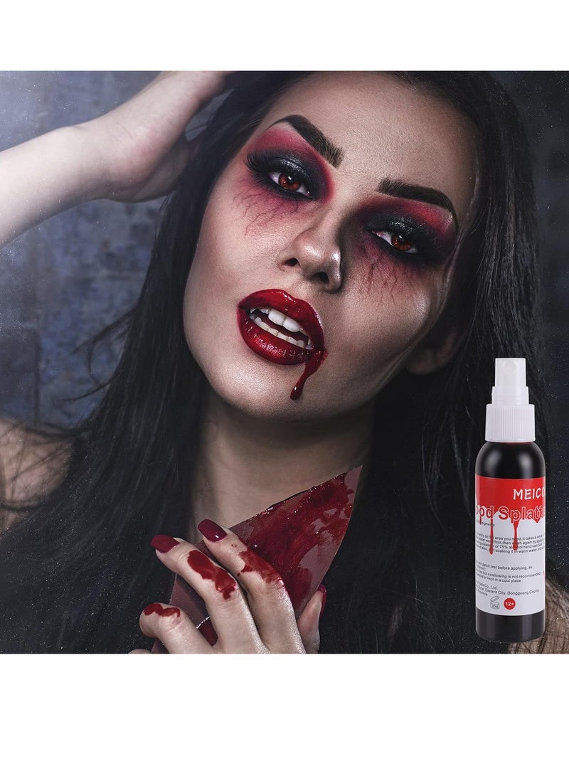 MEICOLY MEICOLY 6 Color Bruise Wheel for Special Effects, 2.1oz Fake Blood Spray Blood Splatter Theatrical Halloween Liquid Blood for Clothes Face Body Paint with 3pcs Stipple Sponges - Image 2