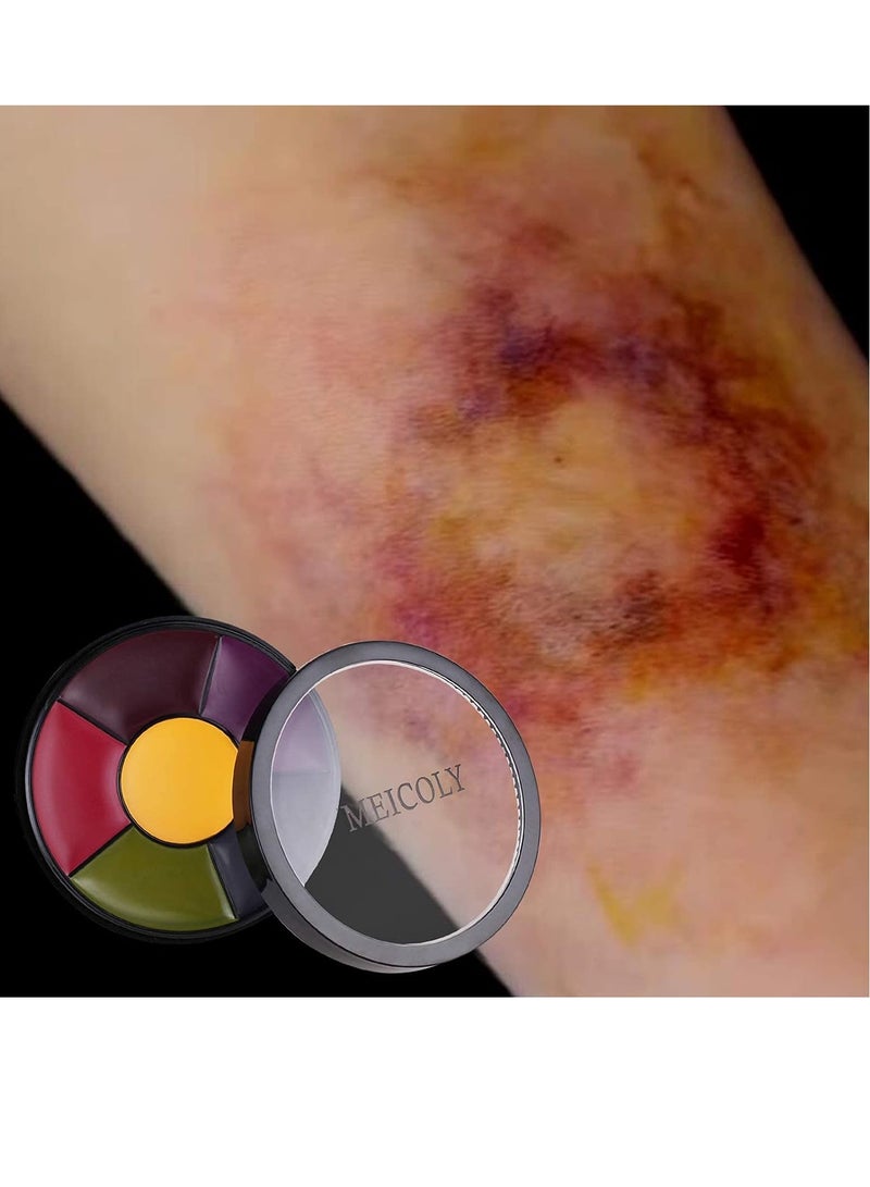 MEICOLY MEICOLY 6 Color Bruise Wheel for Special Effects, 2.1oz Fake Blood Spray Blood Splatter Theatrical Halloween Liquid Blood for Clothes Face Body Paint with 3pcs Stipple Sponges - Image 4