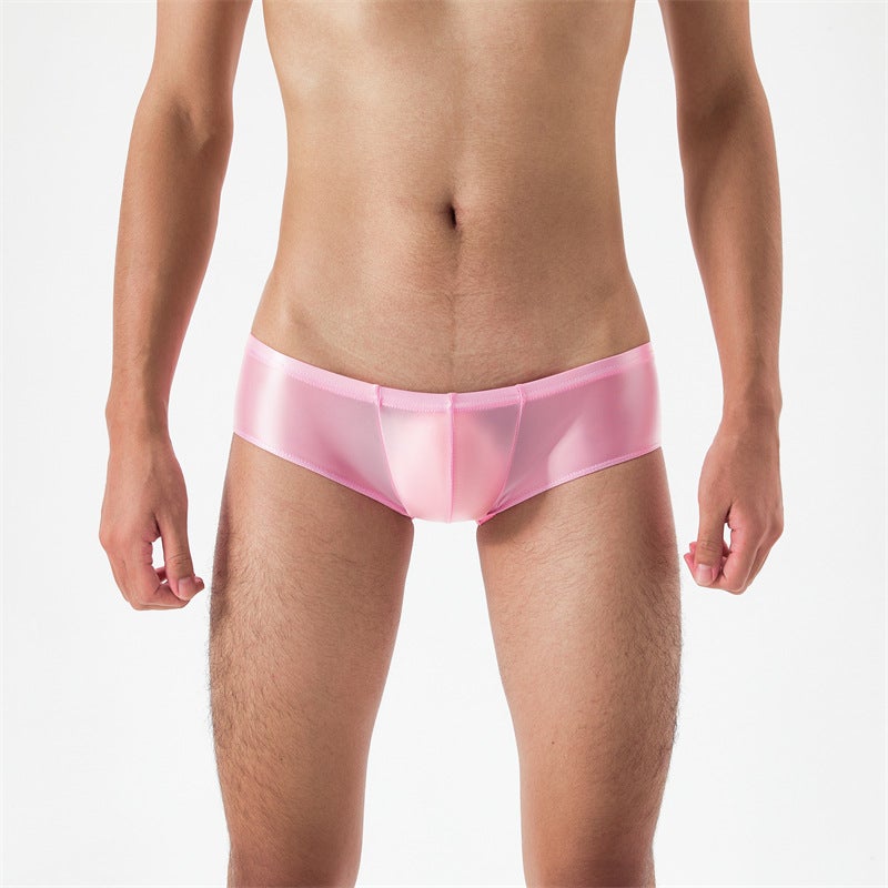 Thin Oil-Permeable Bright Gloss High Elastic Large Size Silk Smooth Ultra-Low Waist Men'S Boxer Underwear Lingerie 7072 - Image 5