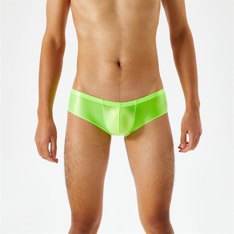 Thin Oil-Permeable Bright Gloss High Elastic Large Size Silk Smooth Ultra-Low Waist Men'S Boxer Underwear Lingerie 7072 - Image 1