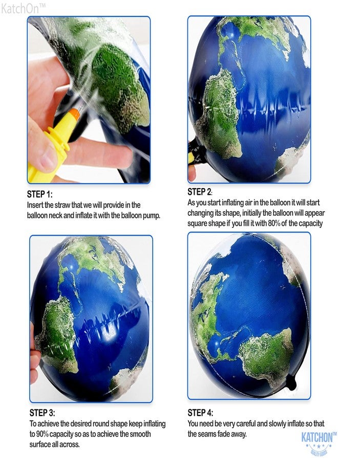 كاتشون مجموعة بالونات الأرض الكبيرة من كاتشون - 22 بوصة، 6 قطع | بالونات عالمية رباعية الأبعاد بزاوية 360 درجة، زينة حفلات بطابع السفر | بالونات الكرة الأرضية والكواكب لتزيين الفصول الدراسية | زينة يوم الأرض - Image 3