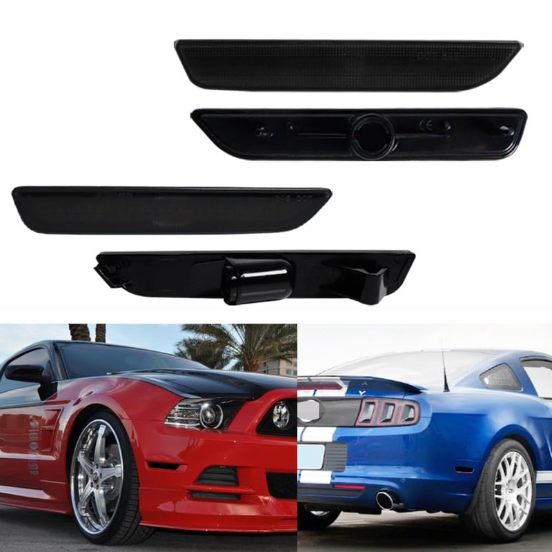 Tonsya For 2010 2011 2012 2013 2014 Ford Mustang Bumper Rear  Front Side Marker housings Smoked Lens housings 4pcs