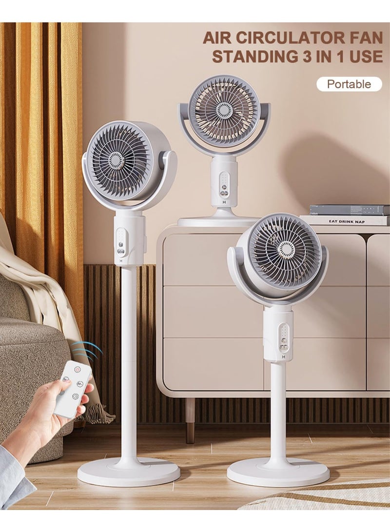 Pedestal Fans - Height Adjustable Standing Fan with Remote Control, Air Circulator, 90°+180° Oscillating, 5 Speeds, 8H Timer, Pedestal & Tabletop for Home, Office, Dorm, F1 (White) - Image 4