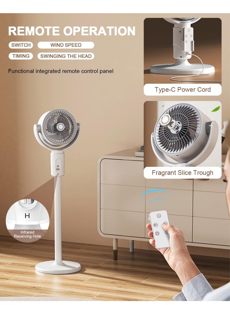 Pedestal Fans - Height Adjustable Standing Fan with Remote Control, Air Circulator, 90°+180° Oscillating, 5 Speeds, 8H Timer, Pedestal & Tabletop for Home, Office, Dorm, F1 (White) - Image 5