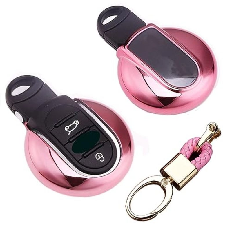 غطاء مفتاح التحكم عن بعد الذكي لموديلات BMW Mini Cooper F54 F55 F56 F57 F60، مادة TPU الناعمة، وردي، تصميم 3-4 أزرار مع سلسلة مفاتيح - Image 1