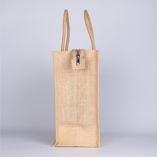 Soman Jute Ecofriendly Return Gift Bags Ganesha printed with Zip Natural Pack of 10 Bags - Image 5