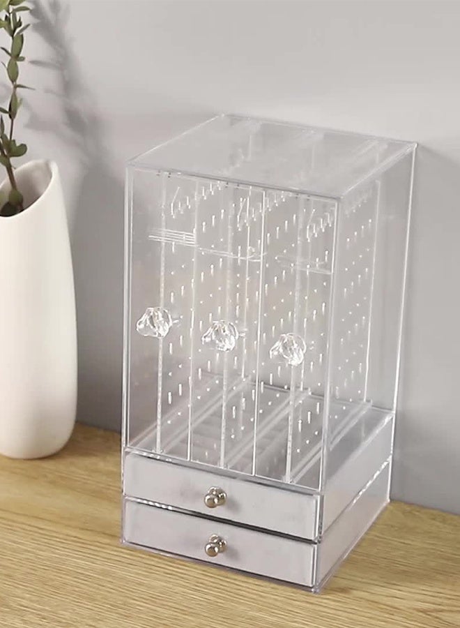 DUNISO 2-layer Jewelry Organizer Necklace Holder, Jewelry Hanging Rack Storage with Velvet Ring Bracelet Tray, Necklace Holder Organizer Bracelet Display Storage Rack for Studs Rings Womens and Girls - Image 4