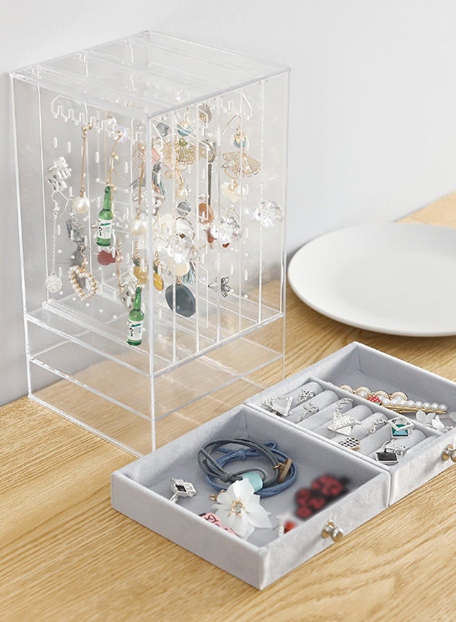 DUNISO 2-layer Jewelry Organizer Necklace Holder, Jewelry Hanging Rack Storage with Velvet Ring Bracelet Tray, Necklace Holder Organizer Bracelet Display Storage Rack for Studs Rings Womens and Girls - Image 5