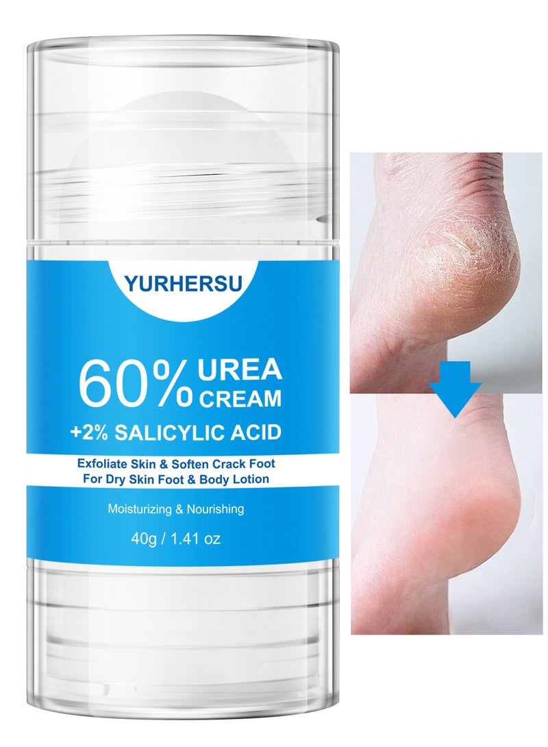 YURHERSU كريمة اليوريا 60 ٪ للقدم مع حمض الساليسيليك 2 ٪ ، بلسم قدم فائق الترطيب للكعب الجاف ، المتصدع ، 40g  - Image 1