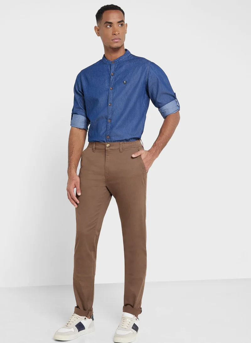 Thomas Scott Thomas Scott Men Blue Smart Slim Fit Opaque Casual Shirt