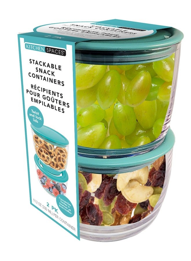 Kitchen Spaces Stackable Snack Containers, Food Storage, On-the-Go, Transport Food Easily, Set of 2