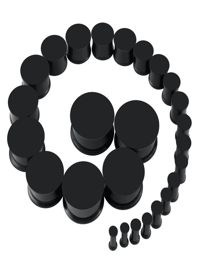 Qmcandy Solid Silicone Flesh Ear Gauges Stretching Kit Double Flared Ear Plugs Expanders Stretcher Saddle Piercing 3MM-25MM, Black - Image 1