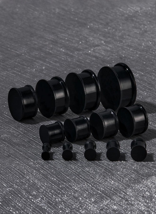 Qmcandy Solid Silicone Flesh Ear Gauges Stretching Kit Double Flared Ear Plugs Expanders Stretcher Saddle Piercing 3MM-25MM, Black - Image 3