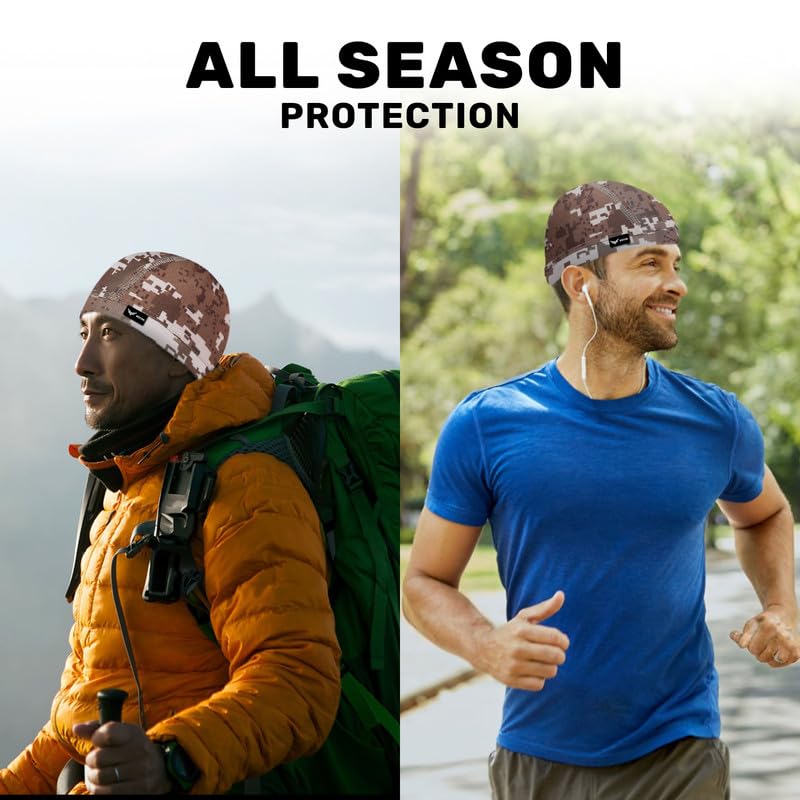 XTRIM Unisex Helmet Skull Cap for Bikers & Cyclists, Cotton Head Cap, Hair Inner Helmet Cap for Men, Sweat Cooling Beanie Cap for Men for Women, Skull Mask for Summer, Bike Accessories (Camo Dessert) - Image 4