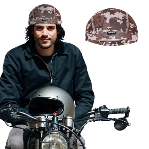 XTRIM Unisex Helmet Skull Cap for Bikers & Cyclists, Cotton Head Cap, Hair Inner Helmet Cap for Men, Sweat Cooling Beanie Cap for Men for Women, Skull Mask for Summer, Bike Accessories (Camo Dessert) - Image 1
