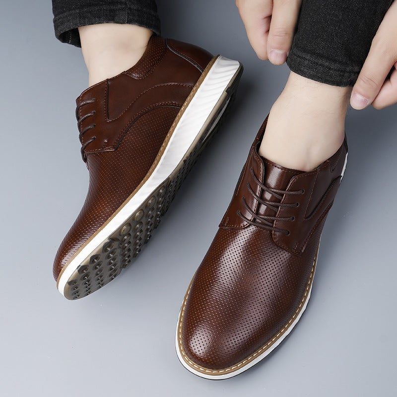 Summer Men'S Leather Shoes Korean Style Trendy Casual Shoes Business Youth Breathable British Versatile Shoes - Image 2