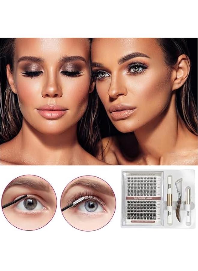 HOOKOR DIY Lash Extension Kit 144Pcs Individual Lashes with Strong Hold Lash Bond and Seal and Eyelash Cluster Applicator Individual Eyelash Extension Kit DIY Beginners at Home - Image 2