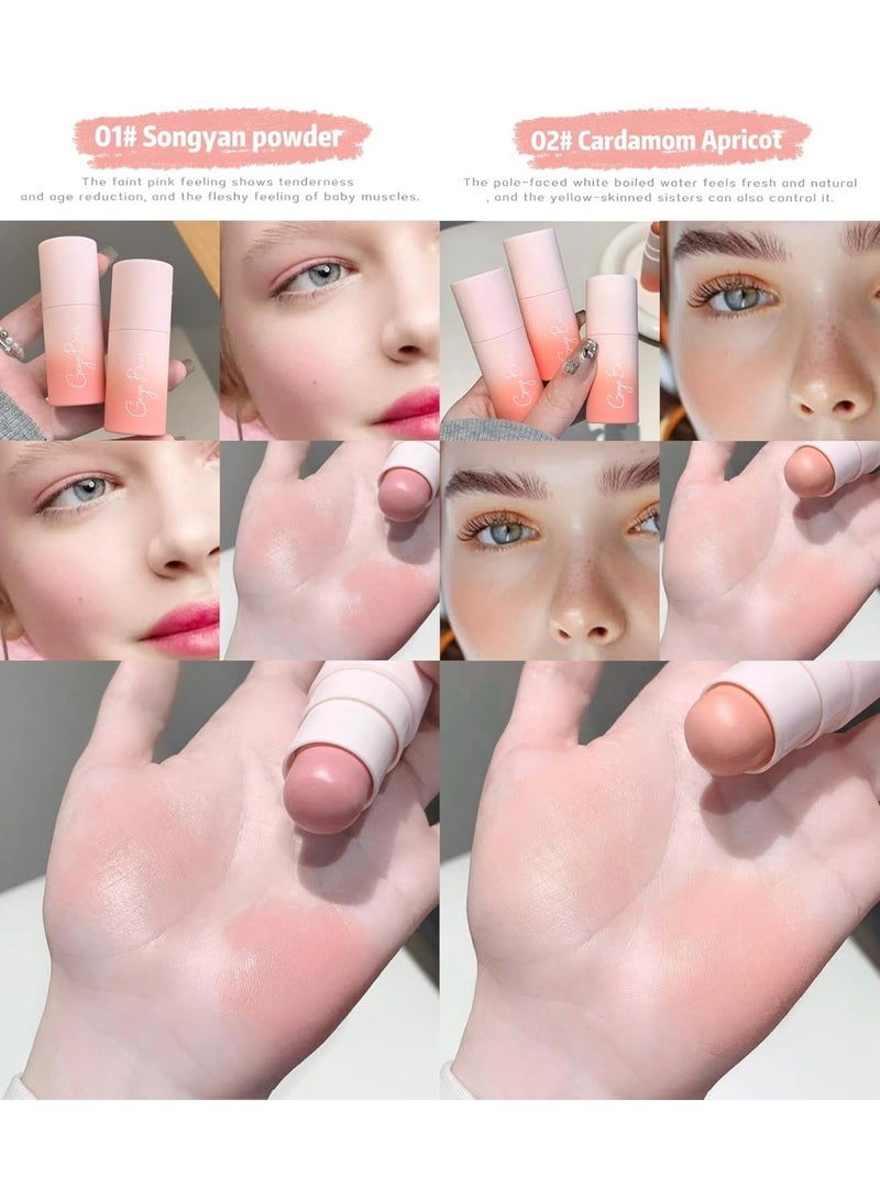 GEGE BEAR Soft Mist Blush Stick | Kawaii Pastel Shades | Rose Pink Cream Blusher for Cheeks | Long-Lasting & Buildable | Waterproof Formula | Teen Makeup Essential | Cute Blush Aesthetic | Easy Application| Perfect Face Makeup For Women Girls (01# Songyan powder, 6g) - Image 2