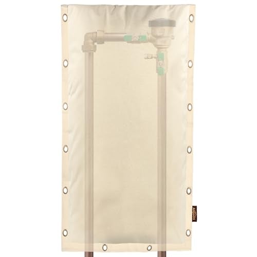 Angooni غطاء عازل للرجوع بتصميم مطور 18" عرض × 34" ارتفاع بفتحات ثلاثية من الألمنيوم (5℉) - أغطية رجوع شتوية مقاومة للصقيع 600D للاستخدام الخارجي، غطاء مضخة مياه مقاوم للأشعة فوق البنفسجية، بيج - Image 1
