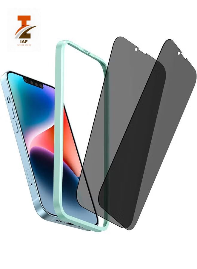 إيف واقي الخصوصية لهاتف iPhone 14 Plus / iPhone 13 Pro Max من قطعتين مضاد للخدش مع إطار محاذاة مقاوم للفقاعات ومقاوم للفقاعات من الزجاج المضاد للتجسس شفاف - Image 1