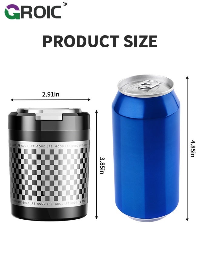 GROIC Car Ashtray, Multifunctional Cup Holder Ashtray,  Car Interior Accessory, Windproof Odor-Proof Vehicle Interior Accessory with Anti-Spill Design, Car Ashtray with Lid, Mini Metal Bin, Small Garbage Can - Image 3