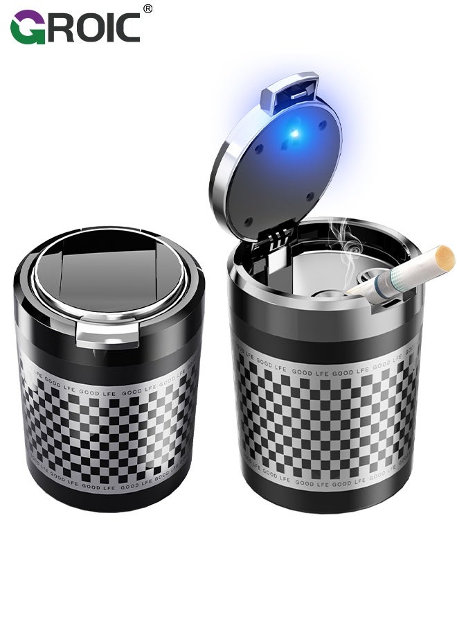 GROIC Car Ashtray, Multifunctional Cup Holder Ashtray,  Car Interior Accessory, Windproof Odor-Proof Vehicle Interior Accessory with Anti-Spill Design, Car Ashtray with Lid, Mini Metal Bin, Small Garbage Can - Image 1