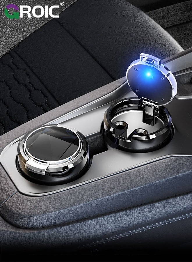 GROIC Car Ashtray, Multifunctional Cup Holder Ashtray,  Car Interior Accessory, Windproof Odor-Proof Vehicle Interior Accessory with Anti-Spill Design, Car Ashtray with Lid, Mini Metal Bin, Small Garbage Can - Image 5