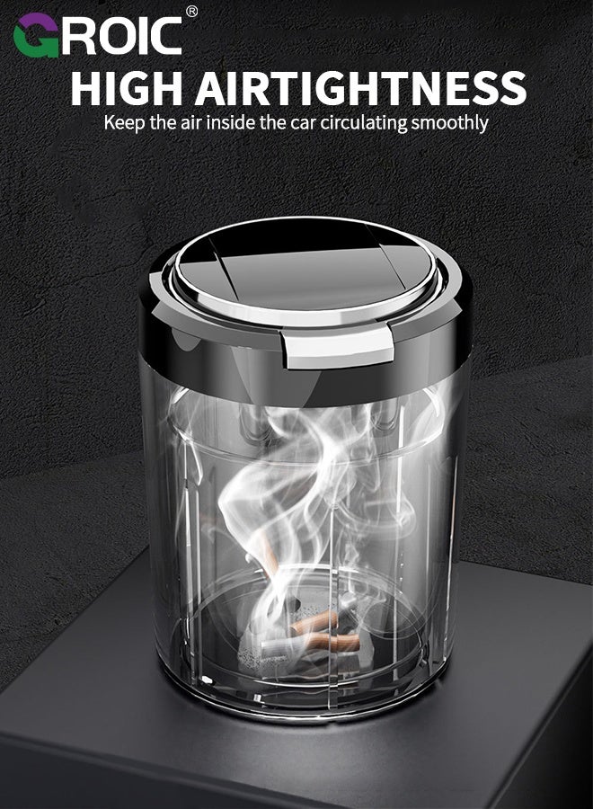GROIC Car Ashtray, Multifunctional Cup Holder Ashtray,  Car Interior Accessory, Windproof Odor-Proof Vehicle Interior Accessory with Anti-Spill Design, Car Ashtray with Lid, Mini Metal Bin, Small Garbage Can - Image 2