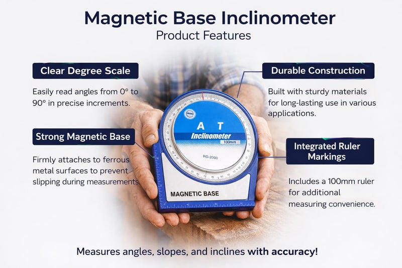 LABART Inclinometer Protractor | Goniometer | Gauge Meter Tilt Level Meter Angle Finder Inclinometer Protractor Tilt Level Meter Angle Finder Clinometer with Magnetic Base - Image 3