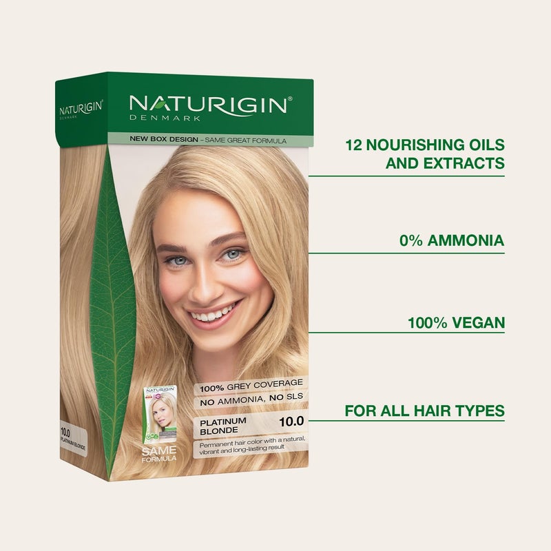 Naturigin Permanent Hair Color, 10.0 Platinum Blonde, Ammonia Free, 100% Gray Coverage, Nourishing Natural Formula, For All Hair Types, Long-Lasting, Vegan & Cruelty-Free, 1 Pack - Image 2