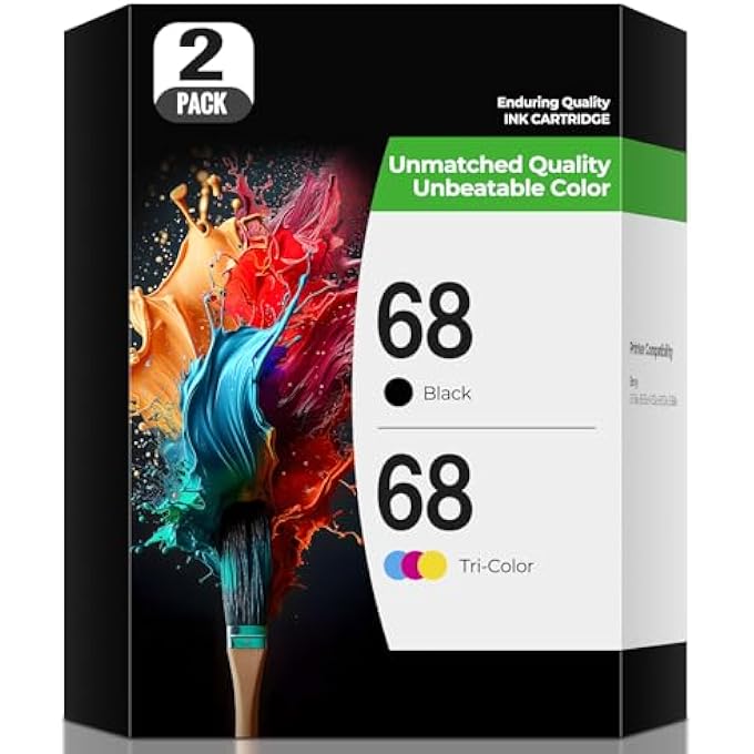 68 INK CARTRIDGES FOR ENVY 6555E 6155E INK COMPATIBLE WITH HP 68 BLACK COLOR INK CARTRIDGES COMBO PACK COMPATIBLE WITH ENVY 6552E 6555E 6155E 6152E 6558E 6552 E 6555 E PRINTER (1 BLACK, 1 TRI-COLOR) - Image 2