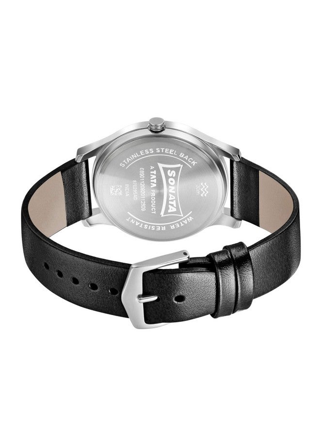 Sonata Quartz Analog White Dial Leather Strap Watch for Men-NS7135SL04 - Image 4