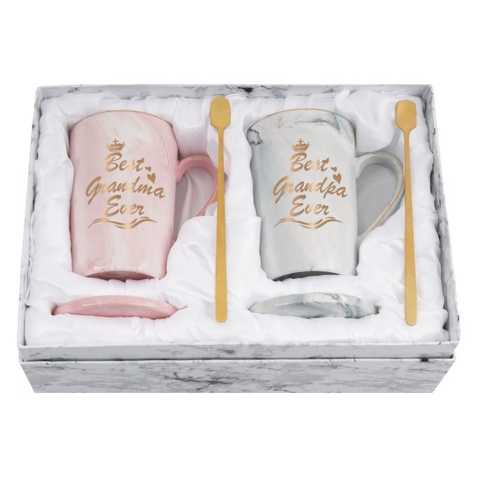 BEST GRANDMA GRANDPA EVER MUG MOTHERS DAY GIFT FROM GRANDDAUGHTER FOR GRANDPARENTS 14OZ PINK