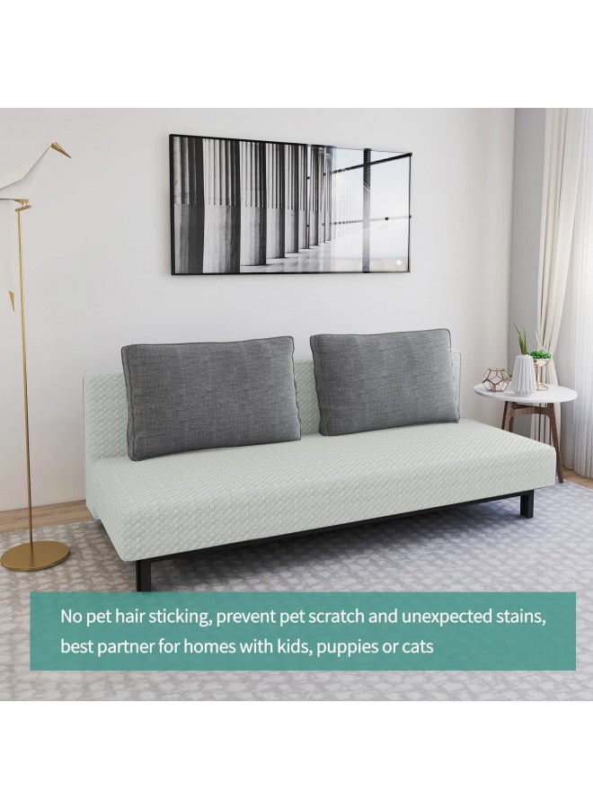 YEMYHOM YEMYHOM Futon Cover Latest Jacquard Design High Stretch Armless Sofa Bed Slipcover Anti-Slip Furniture Protector with Elastic Bottom (Futon, Ivory)  - Image 1