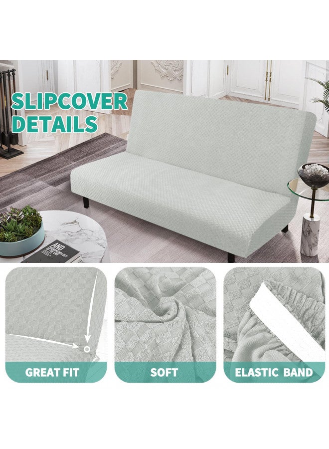 YEMYHOM YEMYHOM Futon Cover Latest Jacquard Design High Stretch Armless Sofa Bed Slipcover Anti-Slip Furniture Protector with Elastic Bottom (Futon, Ivory)  - Image 2