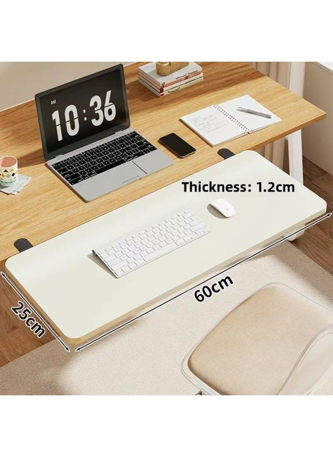 Desktop Extension Hand Support Computer Desk Desk Side Table Board Bracket Keyboard Dormitory Station Board Widened Folding Extension-Pattern:Black Bracket + White Board 60*25*1.2  - Image 1