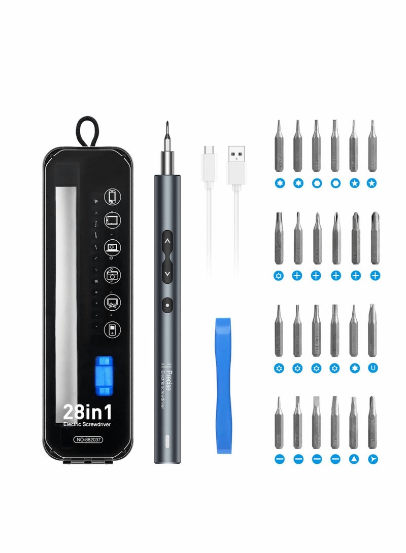 Electric Screwdriver,  28 in 1 Cordless Mini Power Screwdriver Set with 24 Bits, Rechargeable Repair Tools Kit - Image 1