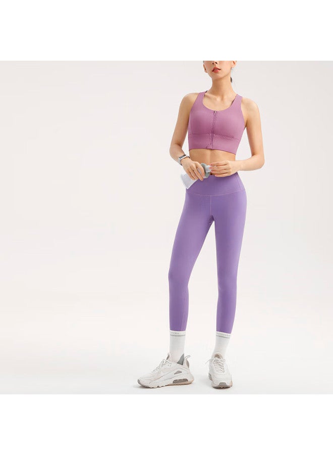 Vfu High-strength Shockproof Sports Bra Front Zipper Quick-dry Training Top Running Bra Saffron Purple M - Image 2