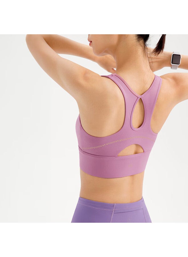 Vfu High-strength Shockproof Sports Bra Front Zipper Quick-dry Training Top Running Bra Saffron Purple M - Image 1