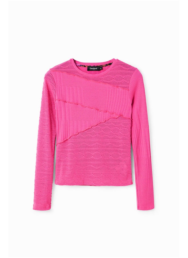 DESIGUAL - Textured ribbed T-shirt - Image 1
