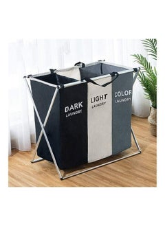 RollsTimi  Foldable Laundry Basket,137L Laundry Hamper Sorter 3 Sections Bag Bin with Aluminum Frame  Washing Storage Dirty Clothes Bag for Bathroom Bedroom Home  - Image 1